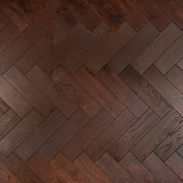 Walnut Stain Matt Lacquered Engineered Herringbone Flooring