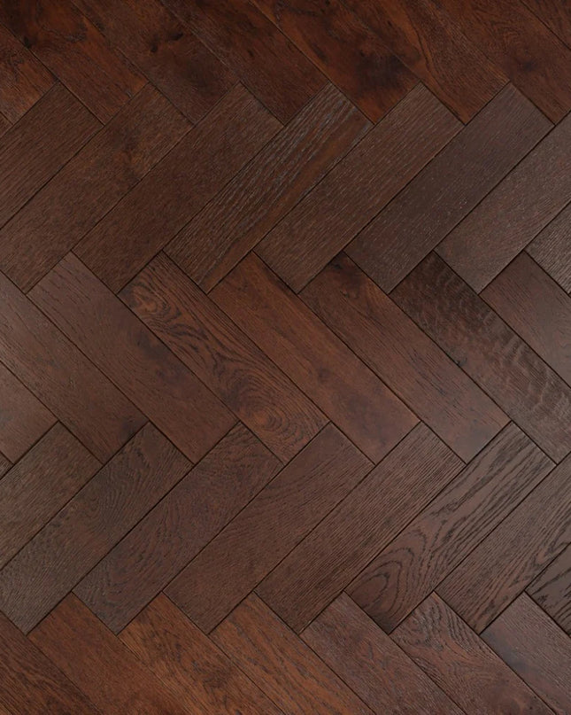 Walnut Stain Matt Lacquered Engineered Herringbone Flooring