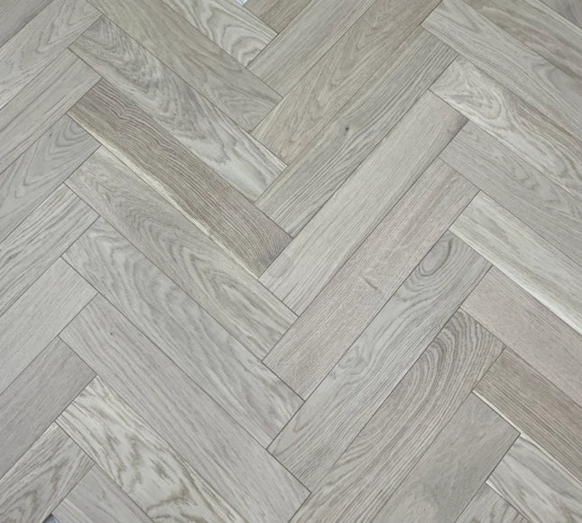 Invisible Essence Brushed Lacquered Engineered Herringbone Flooring