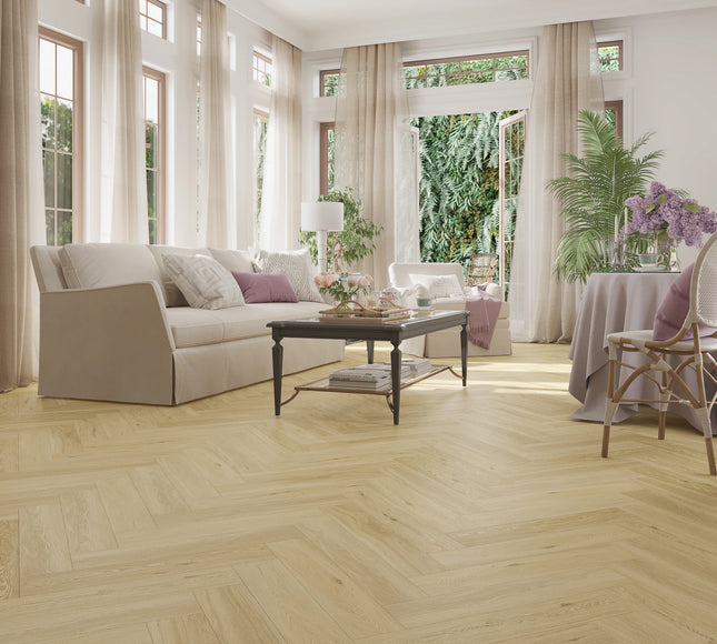 Classic Oak Waterproof SPC Herringbone Flooring with Click System