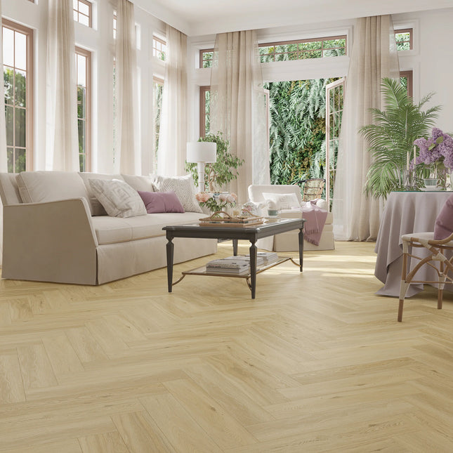Classic Oak Waterproof SPC Herringbone Flooring with Click System