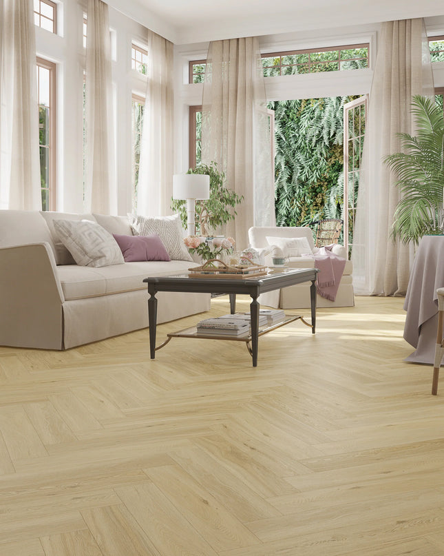 Classic Oak Waterproof SPC Herringbone Flooring with Click System