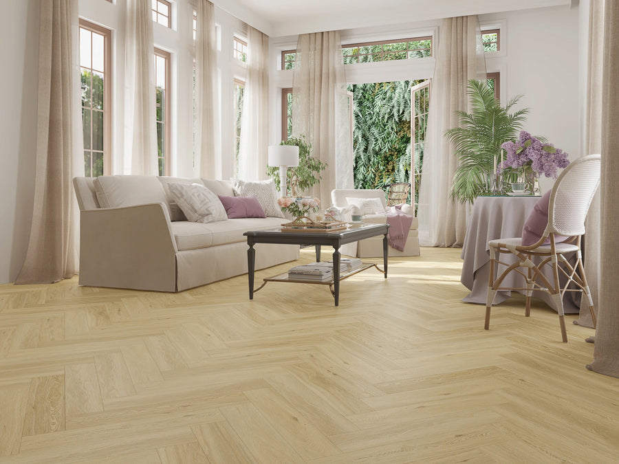 Classic Oak Waterproof SPC Herringbone Flooring with Click System
