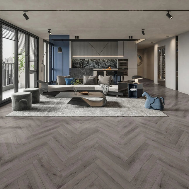 Modern Midnight Grey Oak Parquet Flooring