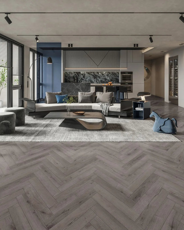 Modern Midnight Grey Oak Parquet Flooring