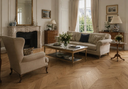 Classic Natural Matt Lacquered Engineered Chevron Oak Flooring