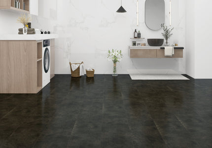 Onyx Black Waterproof SPC Tile Effect Flooring – Stone Finish
