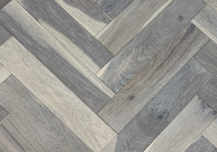Mystic Smoked Grey Brushed Lacquered Engineered Herringbone Flooring