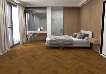 Golden Honey Oak Luxury Vinyl Herringbone Flooring