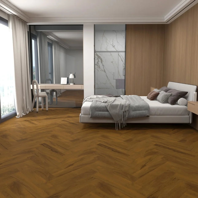 Golden Honey Oak Luxury Vinyl Herringbone Flooring