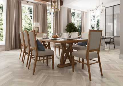 White Washed Brushed Lacquered Engineered Herringbone Flooring