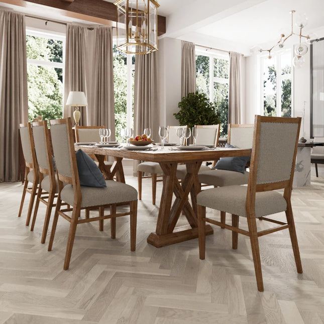 White Washed Brushed Lacquered Engineered Herringbone Flooring