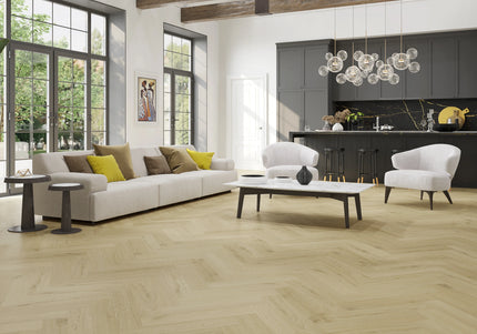 Nordic White Scandinavian SPC Herringbone Click Flooring