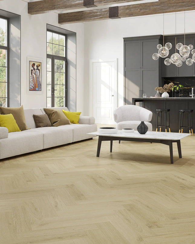 Nordic White Scandinavian SPC Herringbone Click Flooring
