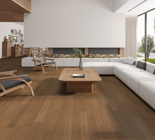 Coffee Oak Classic Grade Brushed Matt Lacquered Engineered Oak Flooring