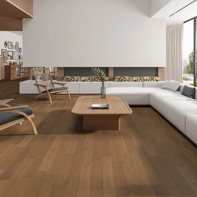 Coffee Oak Classic Grade Brushed Matt Lacquered Engineered Oak Flooring