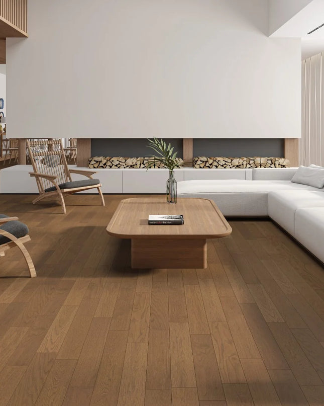 Coffee Oak Classic Grade Brushed Matt Lacquered Engineered Oak Flooring