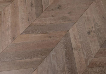 Classic Smoked Rocky Grey Brushed & Oiled Engineered Chevron Oak Flooring