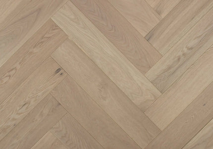 Brushed White UV Oiled Engineered Herringbone Flooring