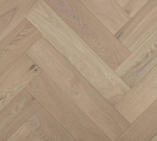 Brushed White UV Oiled Engineered Herringbone Flooring