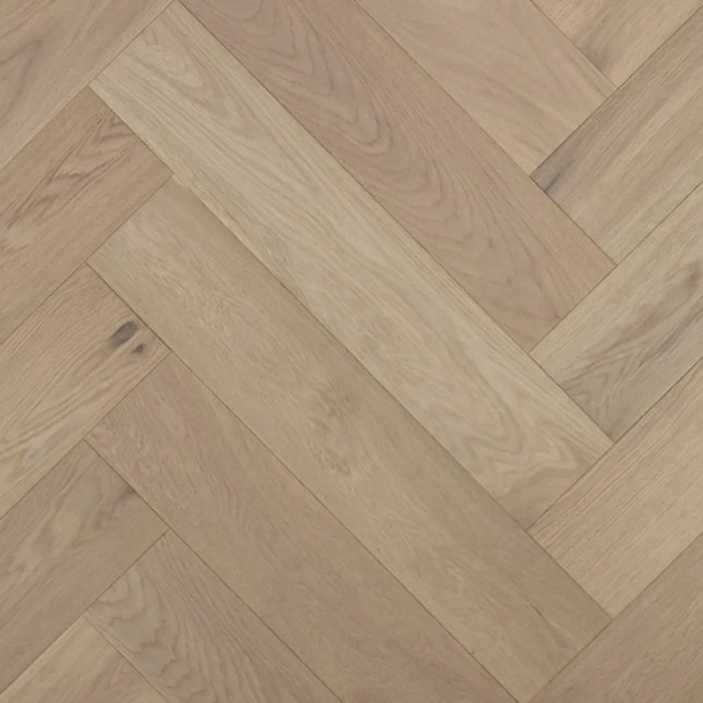 Brushed White UV Oiled Engineered Herringbone Flooring