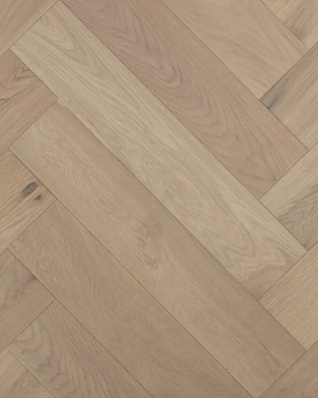 Brushed White UV Oiled Engineered Herringbone Flooring