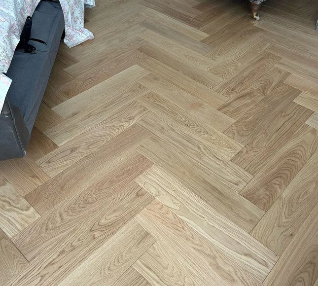 Prime AB Natural Matt Lacquered Engineered Herringbone Flooring