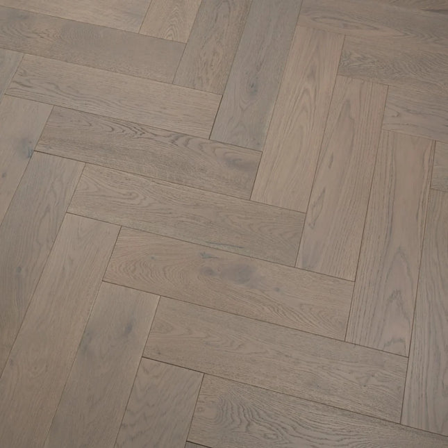 Grey Brushed UV Oiled Click Engineered Herringbone Flooring