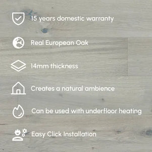 Engineered Oak Flooring – Silver Oak Brushed & Matt Lacquered Nature 14/2.5 x 130 x 1092mm (Välïnge 5G)