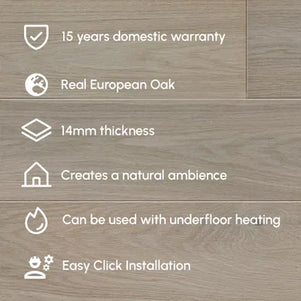 Pukka Flooring 5G 14 x 180mm European Engineered Oak – Charleston Grey Brushed & Matt Lacquered Engineered Oak Flooring