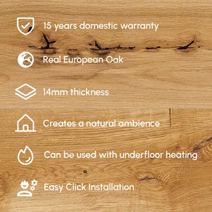 Pukka Flooring 5G Engineered Oak – 14 x 207mm Long European Engineered Oak – Natural Oak Brushed & Oiled