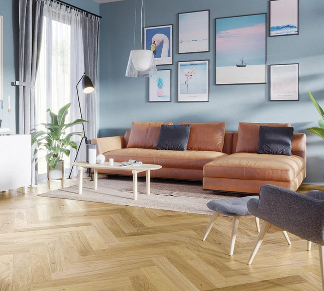 Pukka Flooring Loc Engineered Herringbone – 14 x 110mm Herringbone Engineered LOC – Natural Oak Brushed Matt Lacquered