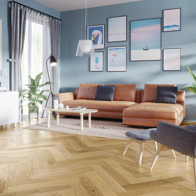 Pukka Flooring Loc Engineered Herringbone – 14 x 110mm Herringbone Engineered LOC – Natural Oak Brushed Matt Lacquered