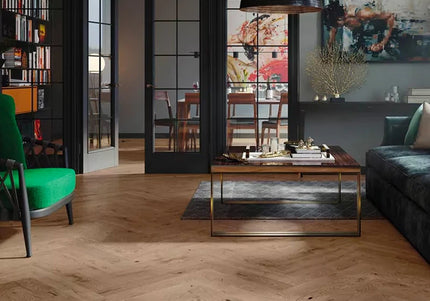 Pukka Flooring Loc Engineered Herringbone – 14 x 110mm Herringbone Engineered LOC – French Château Oak Brushed Matt Lacquered
