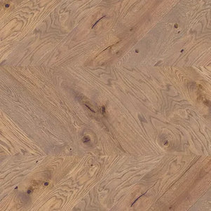Pukka Flooring Engineered Oak Flooring – 14 x 130mm Chevron Engineered Oak – French Château Oak Brushed & Matt Lacquered