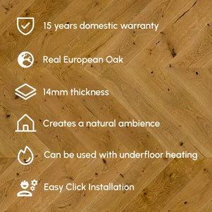 Pukka Flooring Engineered Oak Flooring – 14 x 130mm Chevron Engineered Oak – Smoked Oak Brushed & Matt Lacquered