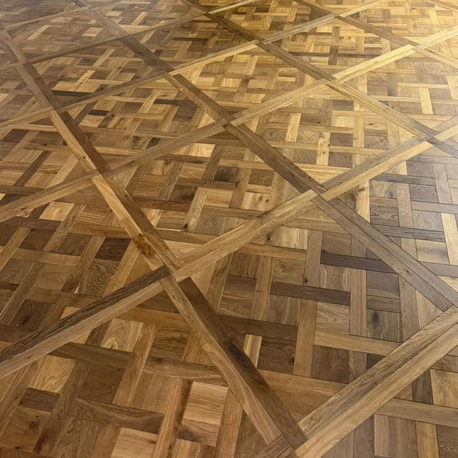 Brushed Smoked Oiled Versailles Pattern Oak Flooring