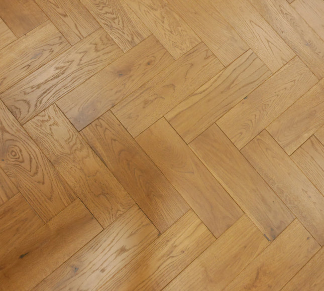 Golden Smoke Brushed & Oiled Solid Oak Herringbone Flooring