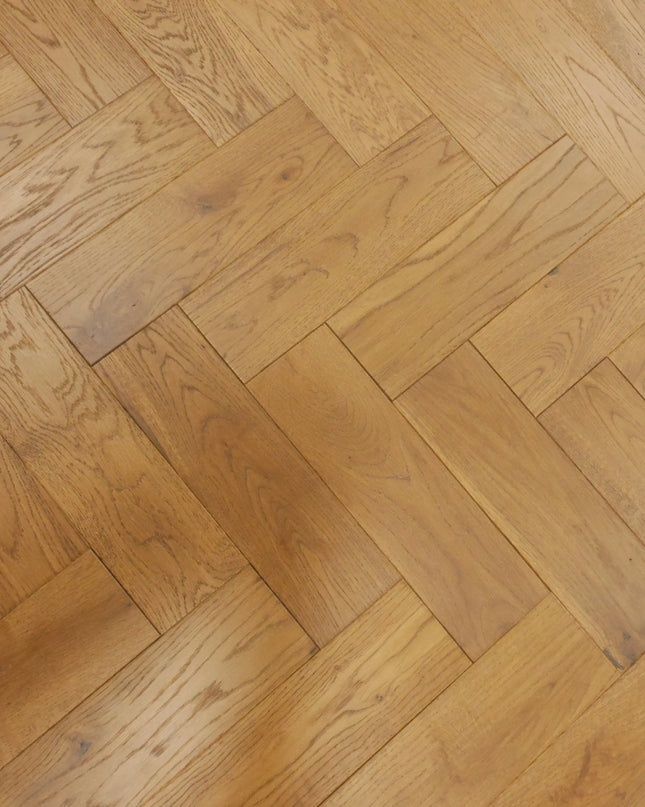 Golden Smoke Brushed & Oiled Solid Oak Herringbone Flooring