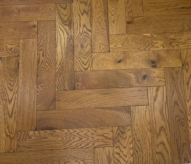 Harvest Golden Brushed Oiled Engineered Herringbone Flooring
