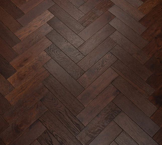 Walnut Stain Matt Lacquered Engineered Herringbone Flooring