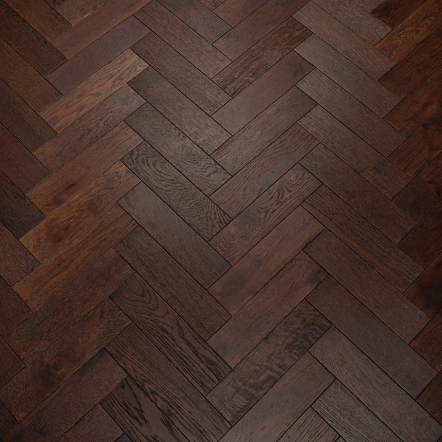 Walnut Stain Matt Lacquered Engineered Herringbone Flooring