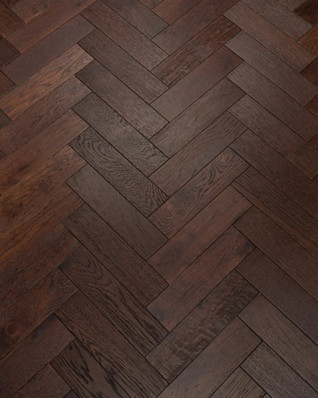 Walnut Stain Matt Lacquered Engineered Herringbone Flooring