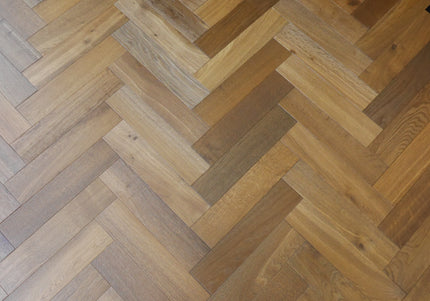 Smoked Brushed UV Oiled Engineered Herringbone Flooring