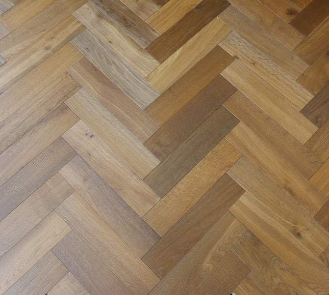 Smoked Brushed UV Oiled Engineered Herringbone Flooring
