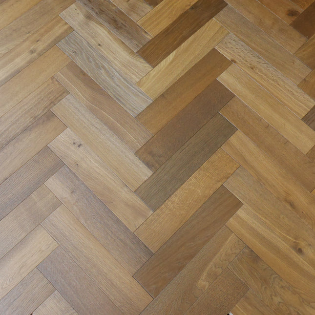 Smoked Brushed UV Oiled Engineered Herringbone Flooring