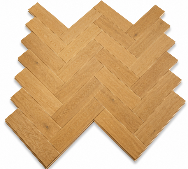Natural Brushed Lacquered Engineered Herringbone Flooring