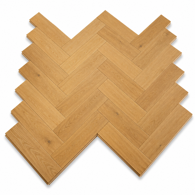 Natural Brushed Lacquered Engineered Herringbone Flooring
