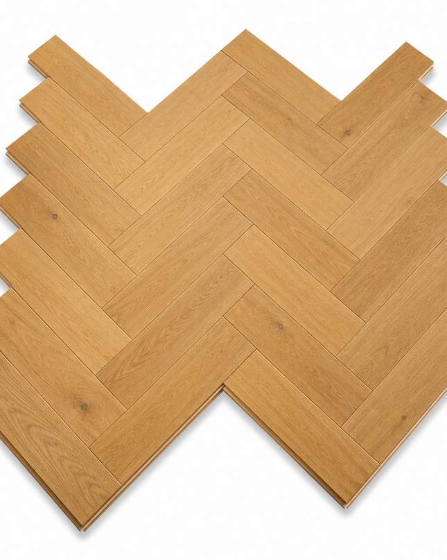 Natural Brushed Lacquered Engineered Herringbone Flooring