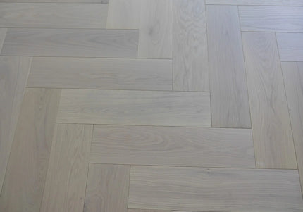 Prime AB White Oiled Click Engineered Herringbone Flooring